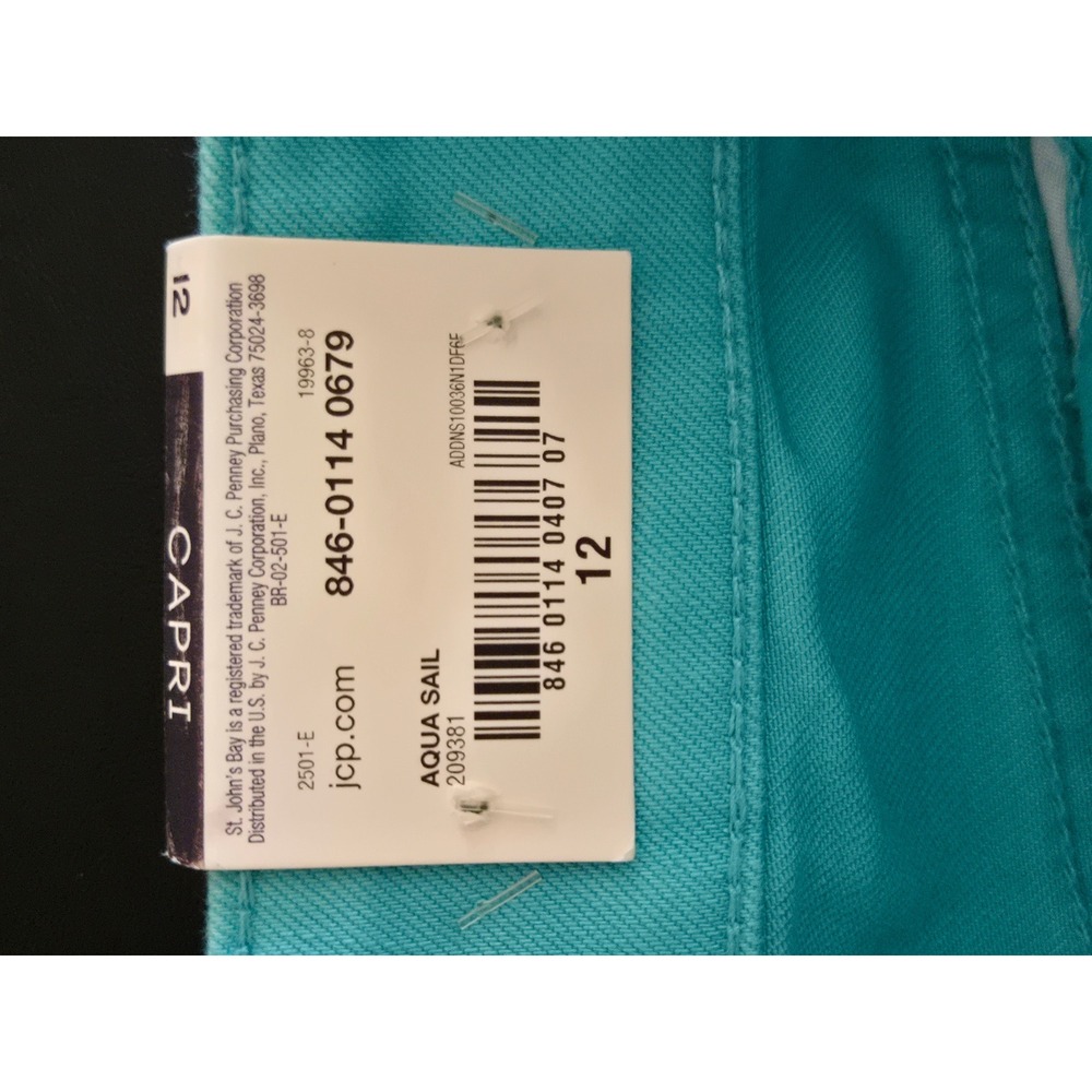 St Johns Bay Aqua Sail Blue Capri Pants Womens 12 New Repreve Cropped Trousers - Picture 6 of 10